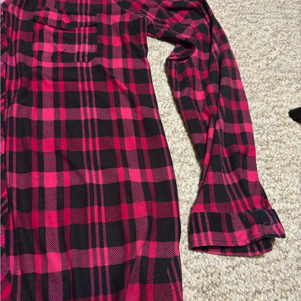 My Style Plaid Button-Up Shirt - Dark Pink and Black - Picture 11 of 13